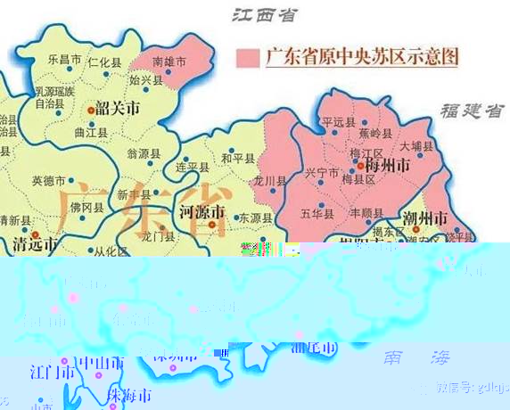 說明: 廣東原中央蘇區示意圖(截圖)